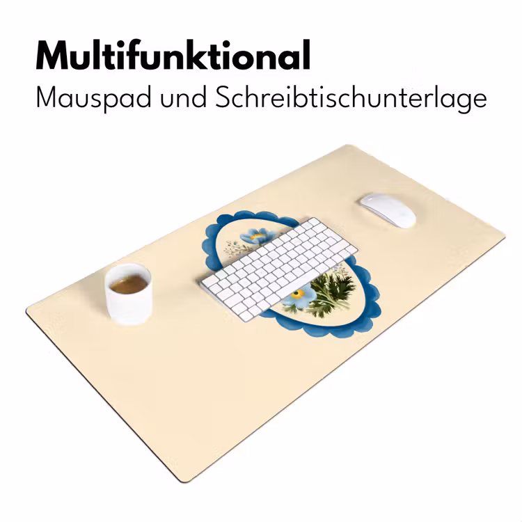 Lijst - Bloemen - Lichtblauw - Illustratie Muismat XXL klein -ysfeer4_duits