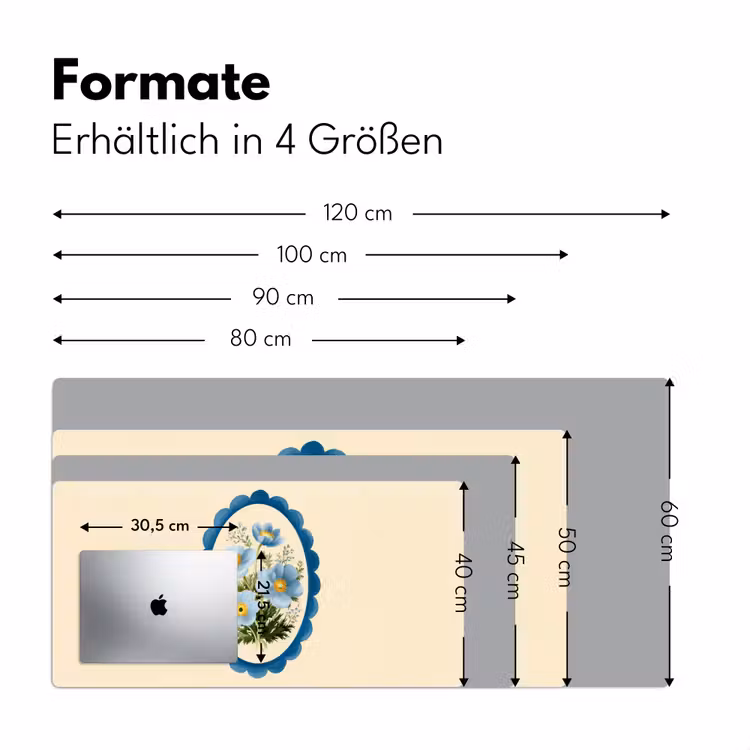 Lijst - Bloemen - Lichtblauw - Illustratie Muismat XXL klein -ysfeer5_duits
