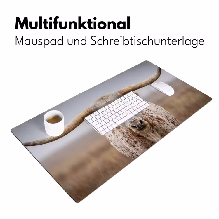 Longhorn - Grasveld - Dier Muismat XXL klein -ysfeer4_duits