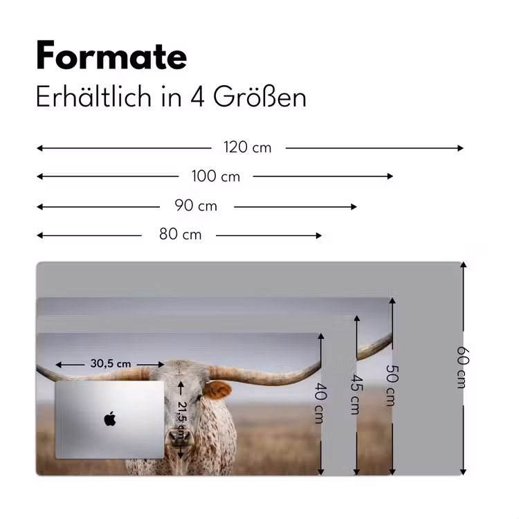 Longhorn - Grasveld - Dier Muismat XXL klein -ysfeer5_duits