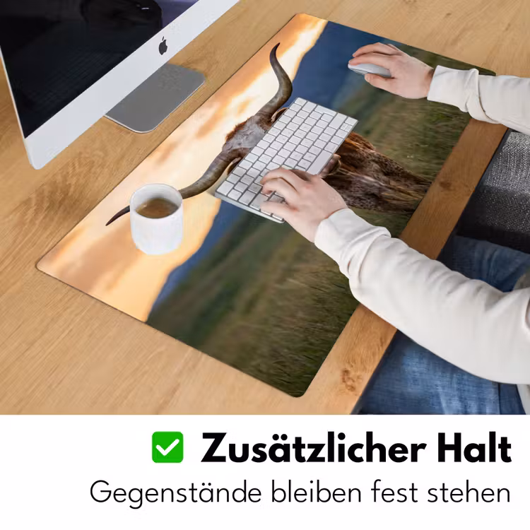 Longhorn - Landschap - Zonsondergang Muismat XXL klein -ysfeer3_duits