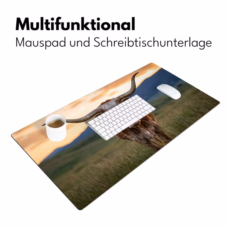 Longhorn - Landschap - Zonsondergang Muismat XXL klein -ysfeer4_duits