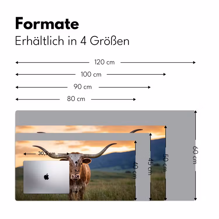 Longhorn - Landschap - Zonsondergang Muismat XXL klein -ysfeer5_duits
