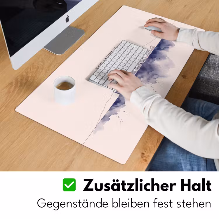 Schreibtischunterlage - Los Angeles – Skyline – Architektur – Aquarell – Blau - Los Angeles - Skyline - Architectuur - Aquarel - Blauw Muismat XXL klein