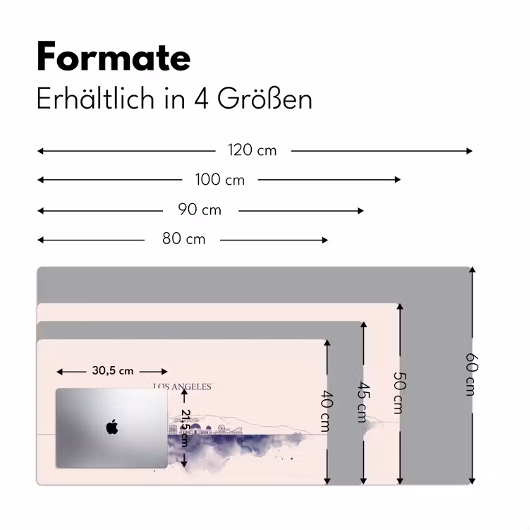 Schreibtischunterlage - Los Angeles – Skyline – Architektur – Aquarell – Blau - Los Angeles - Skyline - Architectuur - Aquarel - Blauw Muismat XXL klein