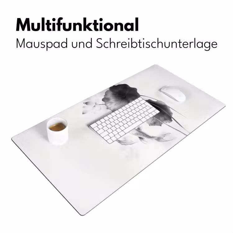 Lotusbloemen - Vissen - Bladeren - Zwart Muismat XXL klein -ysfeer4_duits