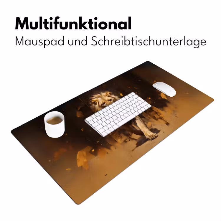 Leeuw - Geschilderd - Abstract - Goud Muismat XXL klein -ysfeer4_duits