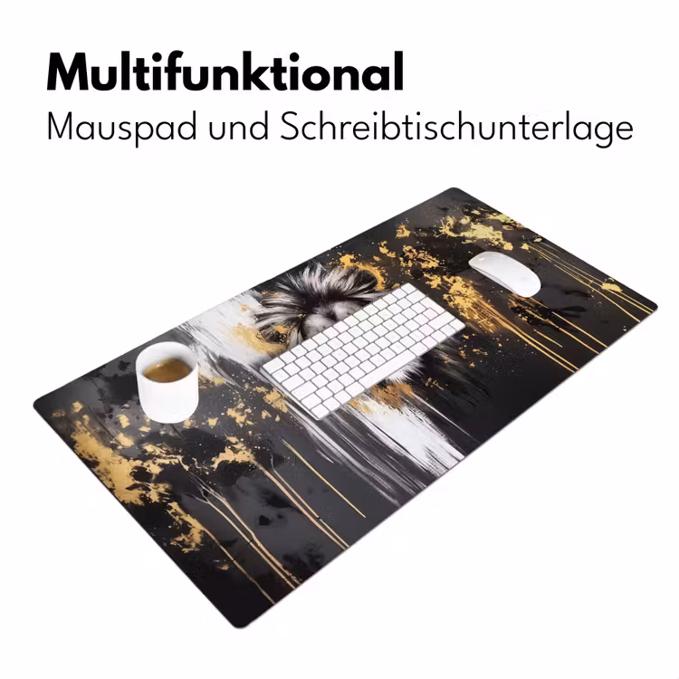 Leeuw - Portret - Verfspatten - Grijs Muismat XXL klein -ysfeer4_duits