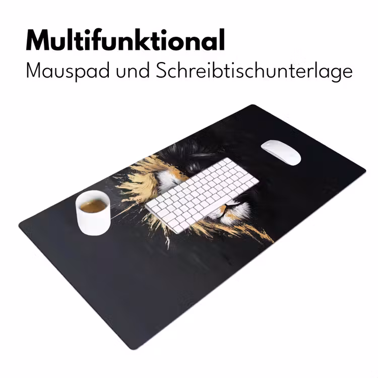 Leeuw - Gesplitst - Zwart - Lijn Muismat XXL klein -ysfeer4_duits