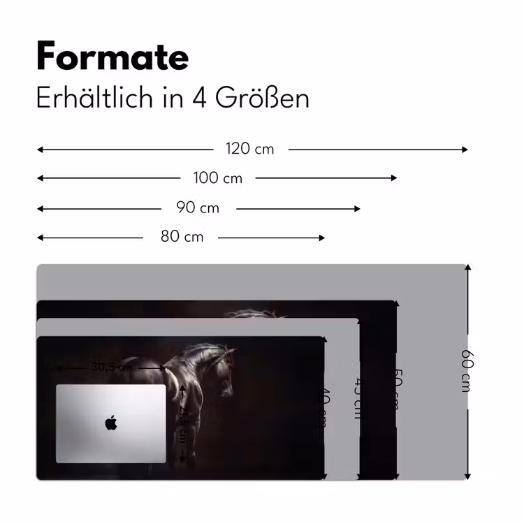 Krachtig - Paard - Donker Muismat XXL klein -ysfeer5_duits