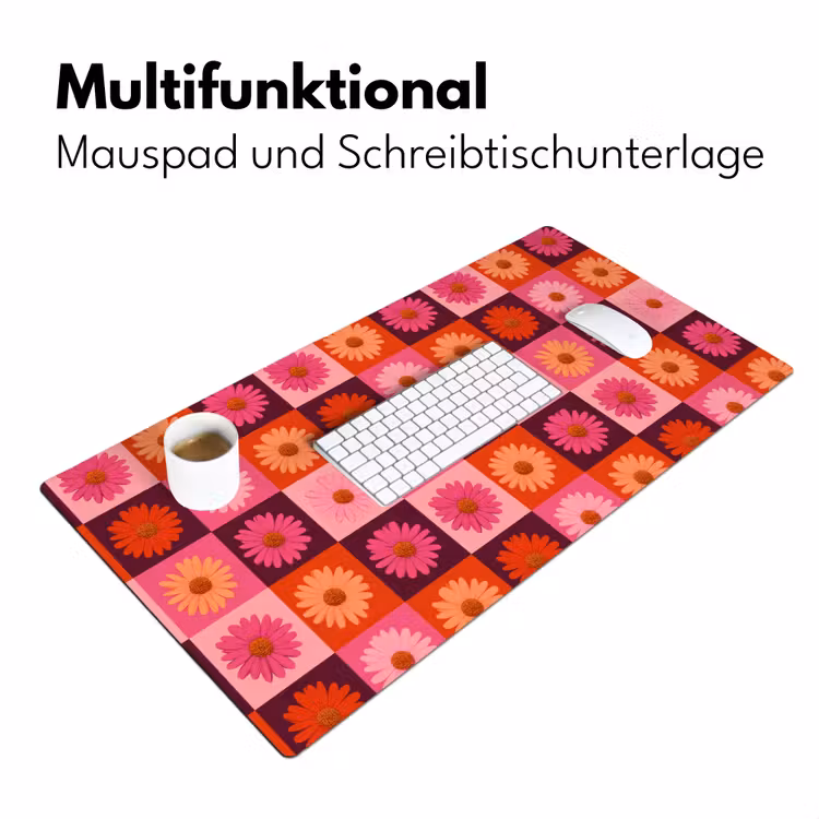 Madeliefjes - Dambord - Retro - Roze - Oranje Muismat XXL klein 681 -ysfeer4_duits