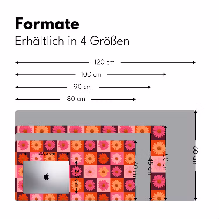 Madeliefjes - Dambord - Retro - Roze - Oranje Muismat XXL klein 681 -ysfeer5_duits