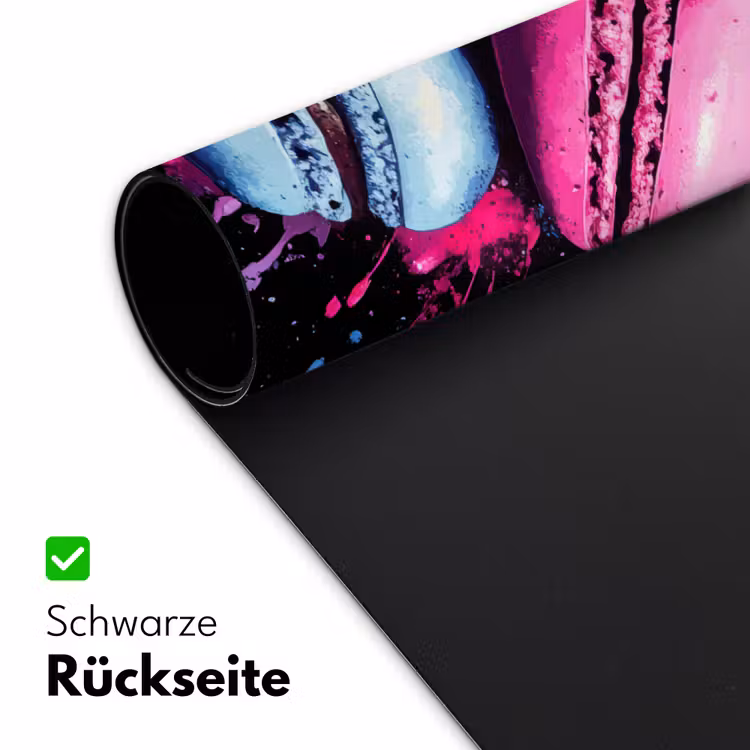 Macarons - Dessert - Graffiti - Kleurrijk - Roze - Blauw - Geel Muismat XXL klein -ysfeer2_duits