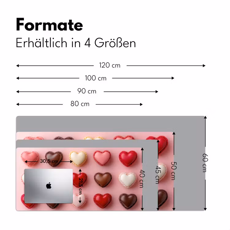 Macarons - Hartjes - Kleurrijk - Roze Muismat XXL klein -ysfeer5_duits