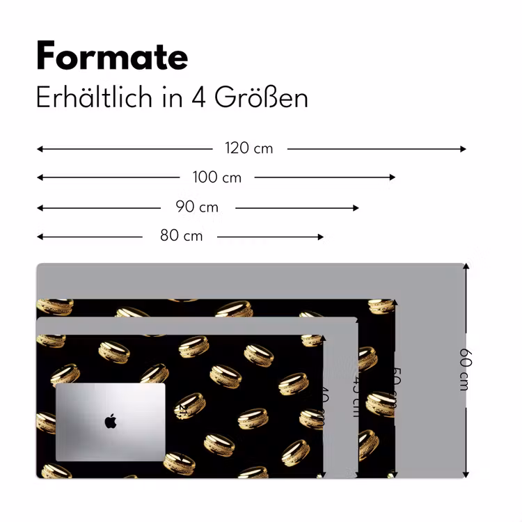Macarons - Patroon - Goud - Zwart Muismat XXL klein -ysfeer5_duits