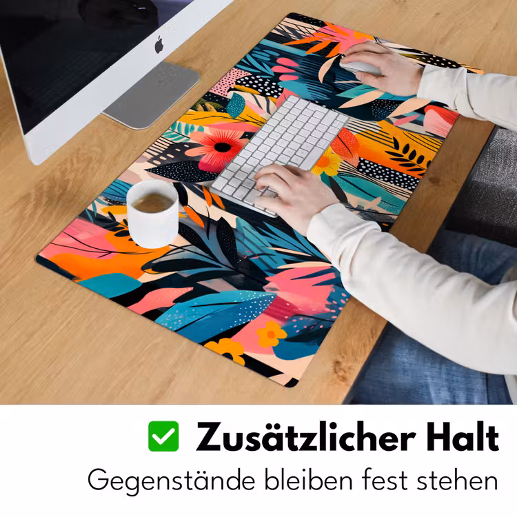 Schilderij - Abstract - Bloemen - Roze Muismat XXL klein -ysfeer3_duits