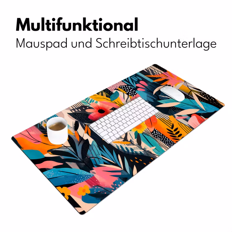 Schilderij - Abstract - Bloemen - Roze Muismat XXL klein -ysfeer4_duits