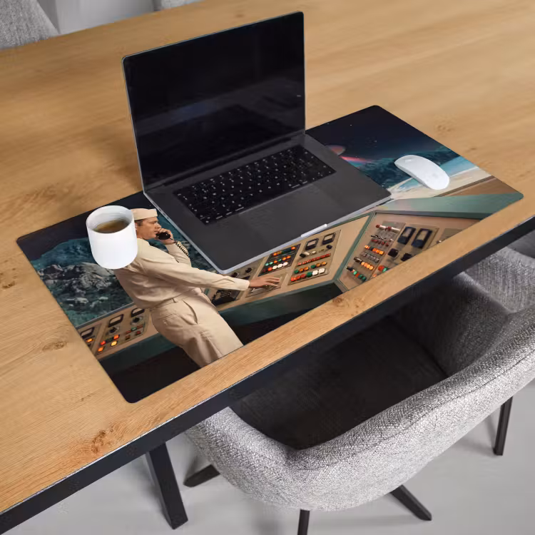 Schreibtischunterlage - Mann – Kontrollraum – Strand - Man - Controlekamer - Strand Muismat XXL klein