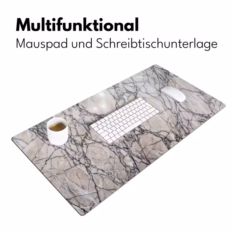Marmer - Aderen - Patroon - Wit - Grijs Muismat XXL klein -ysfeer4_duits