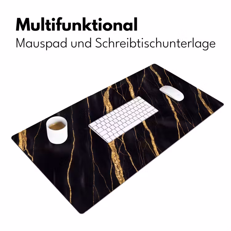 Marmer - Goud - Textuur - Abstract - Zwart Muismat XXL klein -ysfeer4_duits