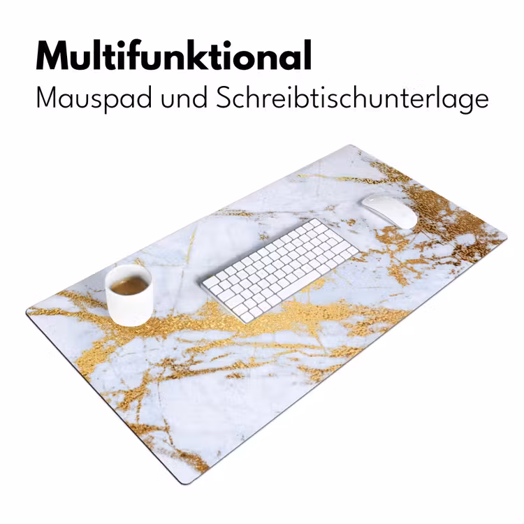 Marmer - Goud - Wit - Luxe - Marmerlook - Glitter Muismat XXL klein -ysfeer4_duits