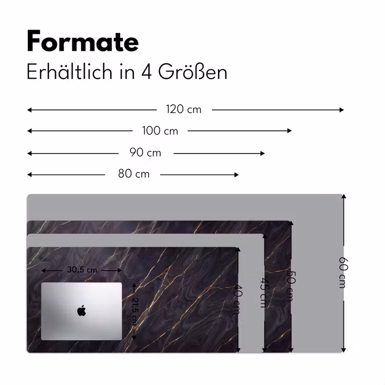 Marmer - Goudaders - Abstract - Modern - Zwart Muismat XXL klein -ysfeer5_duits