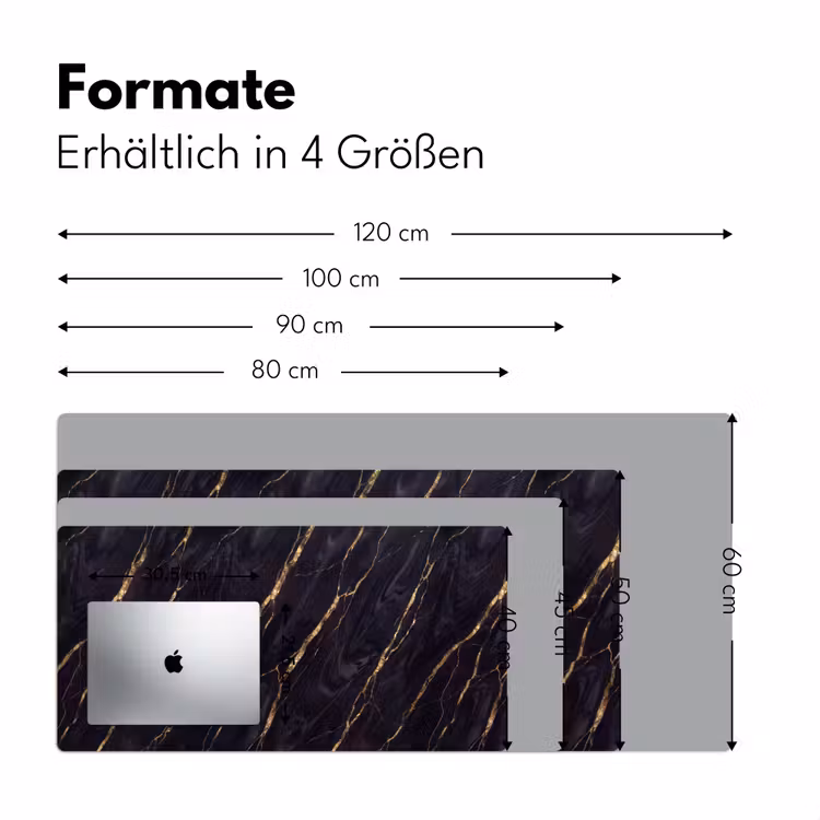 Marmer - Gouden aders - Abstract - Zwart Muismat XXL klein -ysfeer5_duits