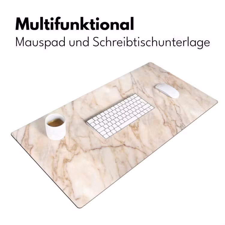 Marmer - Ader - Abstract - Wit - Goud Muismat XXL klein -ysfeer4_duits