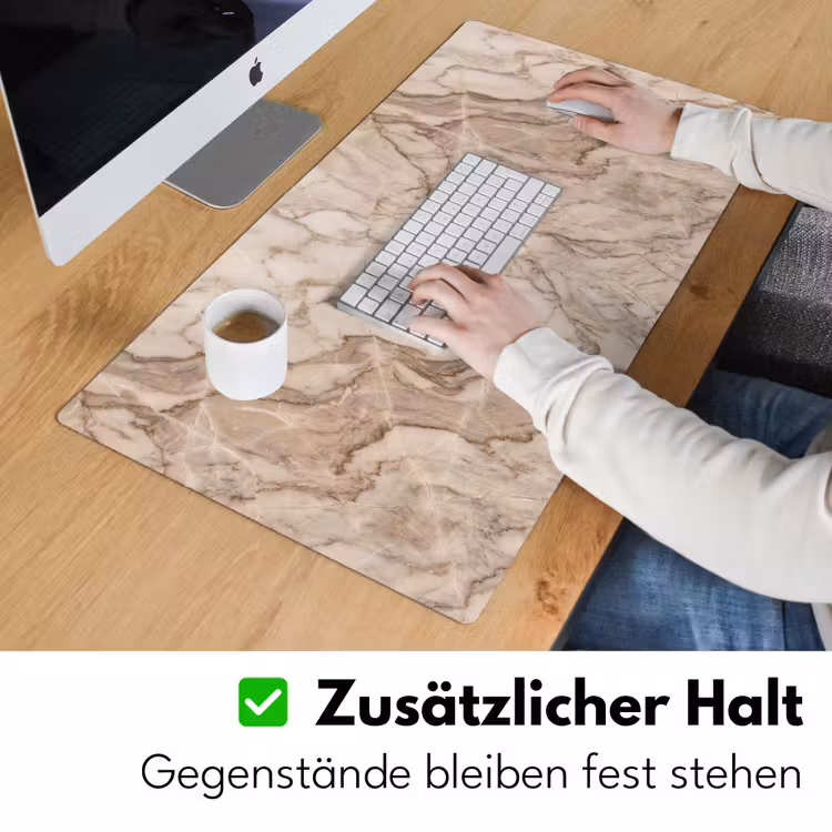 Marmer - Aderen - Textuur - Beige - Modern Muismat XXL klein -ysfeer3_duits