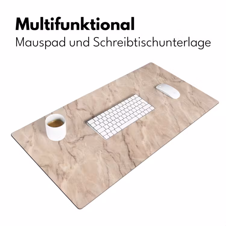Marmer - Patroon - Abstract - Modern - Beige Muismat XXL klein -ysfeer4_duits