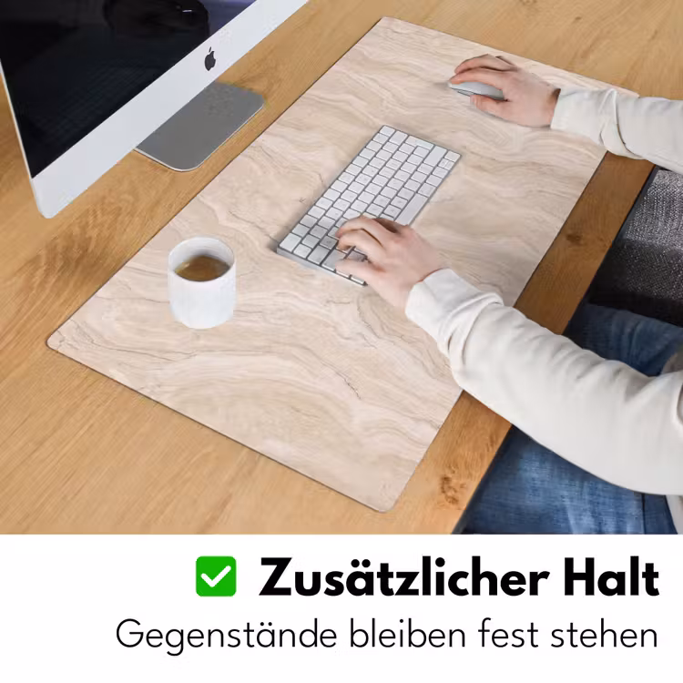 Marmer - Patroon - Beige - Steen - Abstract Muismat XXL klein -ysfeer3_duits