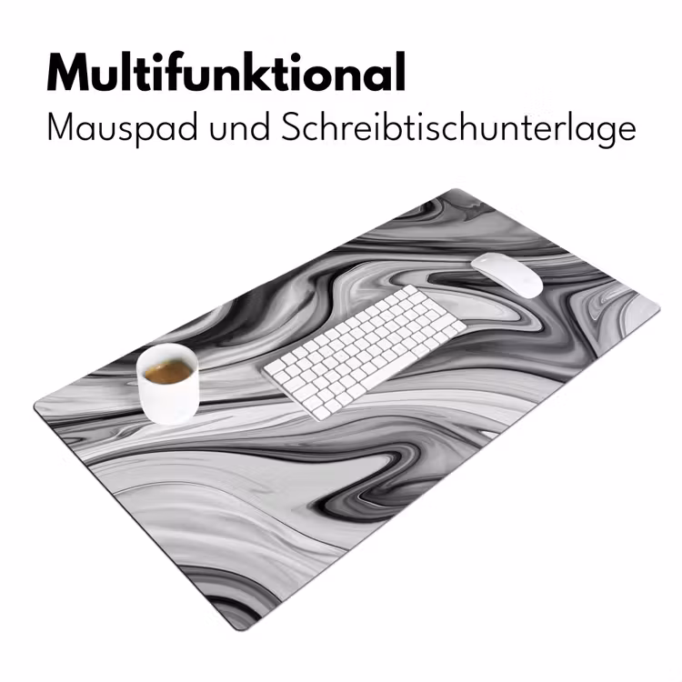 Marmer - Patronen - Grijs - Marmerlook - Zwart Muismat XXL klein -ysfeer4_duits