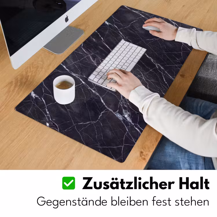 Marmer - Patroon - Modern - Zwart - Wit Muismat XXL klein -ysfeer3_duits