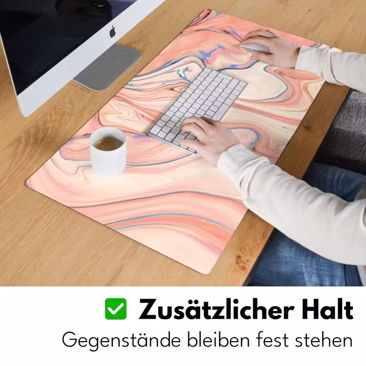 Marmer - Pastel - Roze - Blauw - Marmerlook - Abstract Muismat XXL klein -ysfeer3_duits