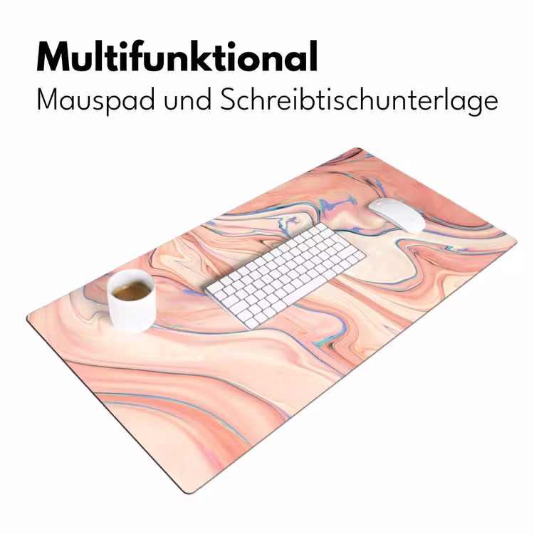 Marmer - Pastel - Roze - Blauw - Marmerlook - Abstract Muismat XXL klein -ysfeer4_duits