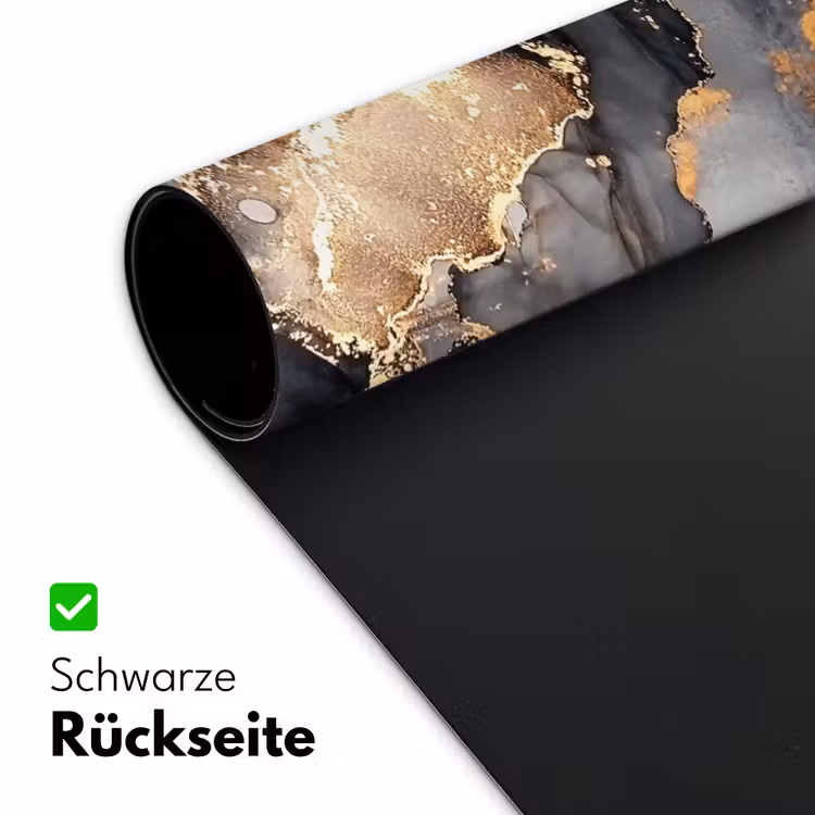 Marmer - Zwart - Wit - Goud - Luxe - Abstract Muismat XXL klein -ysfeer2_duits
