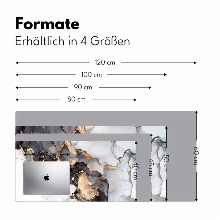 Marmer - Zwart - Wit - Goud - Luxe - Abstract Muismat XXL klein -ysfeer5_duits