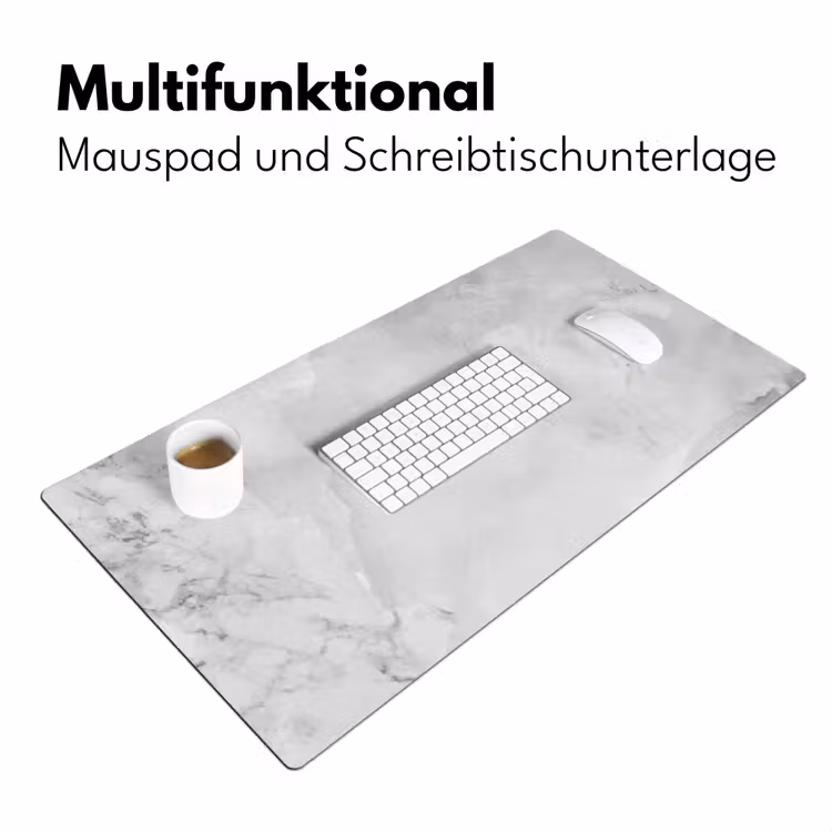 Marmer - Steen - Wit - Grijs - Marmerlook Muismat XXL klein -ysfeer4_duits