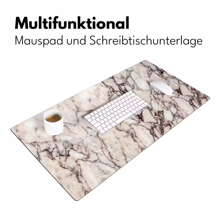 Marmer - Textuur - Abstract - Wit - Bruin Muismat XXL klein -ysfeer4_duits