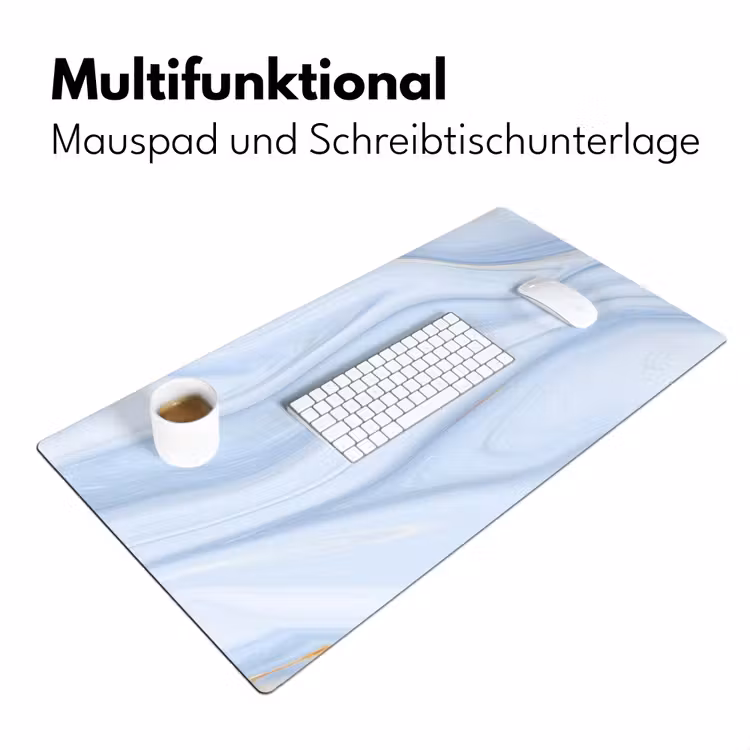 Marmer - Golf - Blauw - Patronen - Marmerlook - Pastel Muismat XXL klein -ysfeer4_duits