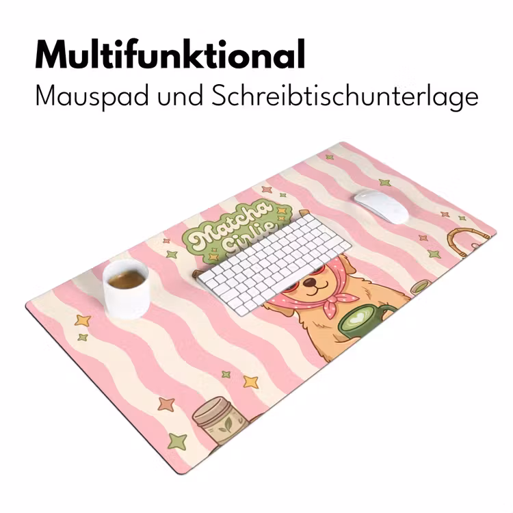 Matcha - Hond - Roze - Groen Muismat XXL klein -ysfeer4_duits