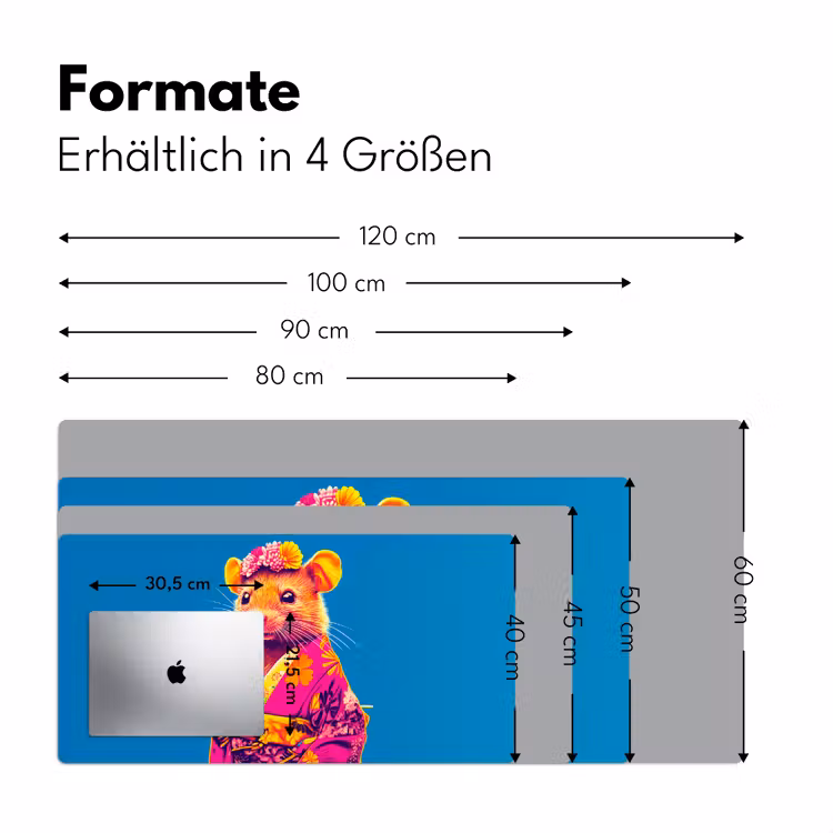 Muis - Kimono - Bloemen - Blauw Muismat XXL klein -ysfeer5_duits