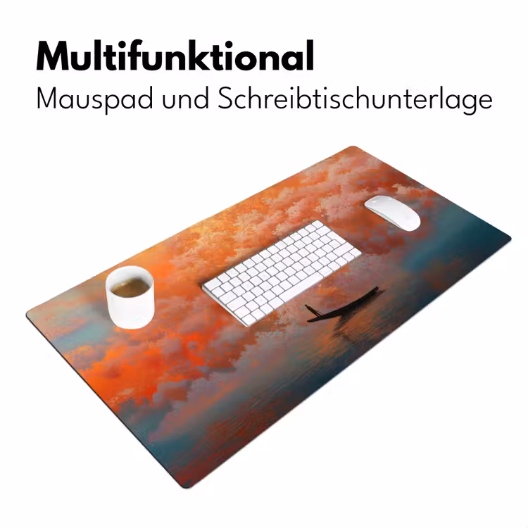 Zee - Boot - Wolken - Oranje Muismat XXL klein -ysfeer4_duits
