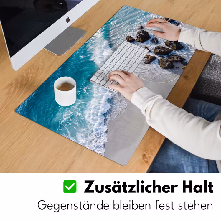 Zee - Golf - Strand - Natuur - Blauw Muismat XXL klein -ysfeer3_duits