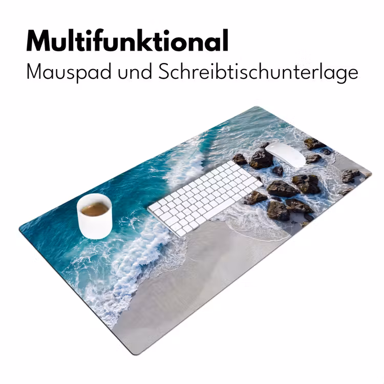 Zee - Golf - Strand - Natuur - Blauw Muismat XXL klein -ysfeer4_duits