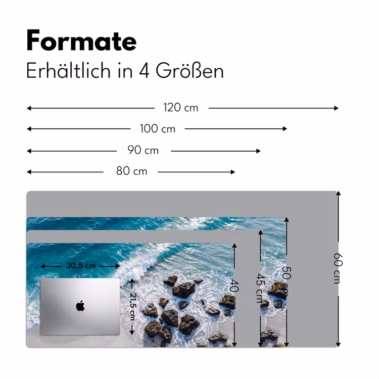 Zee - Golf - Strand - Natuur - Blauw Muismat XXL klein -ysfeer5_duits