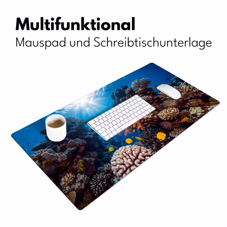 Zee - Koraalrif - Natuur - Levendig - Blauw Muismat XXL klein -ysfeer4_duits