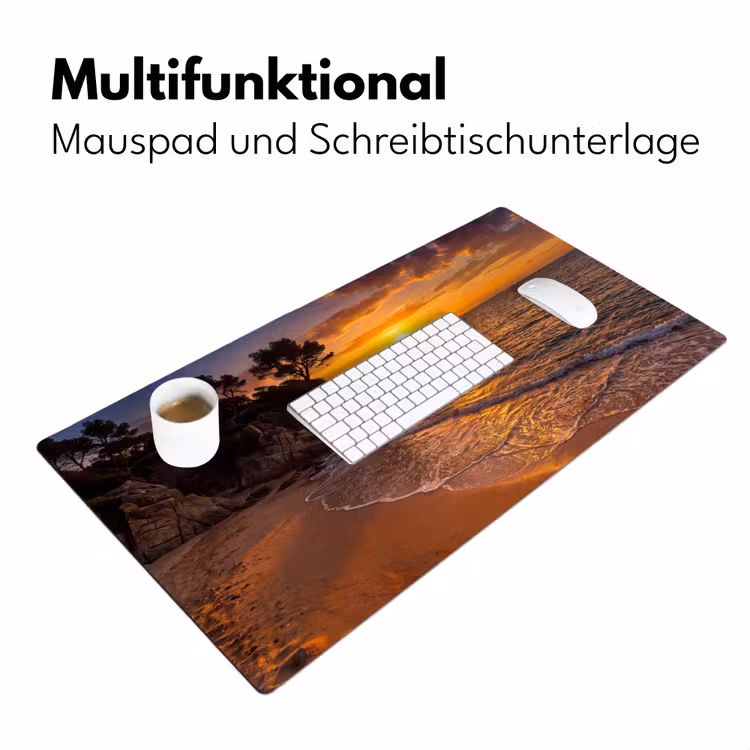 Zee - Kust - Zonsondergang - Natuur - Oranje Muismat XXL klein -ysfeer4_duits