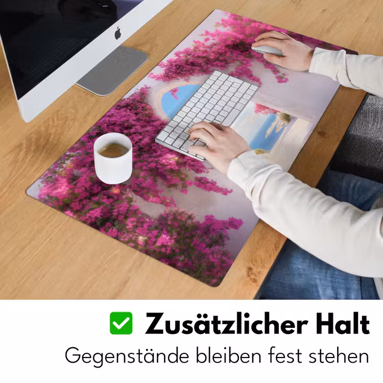 Zee - Roze - Bloemen - Poort Muismat XXL klein -ysfeer3_duits