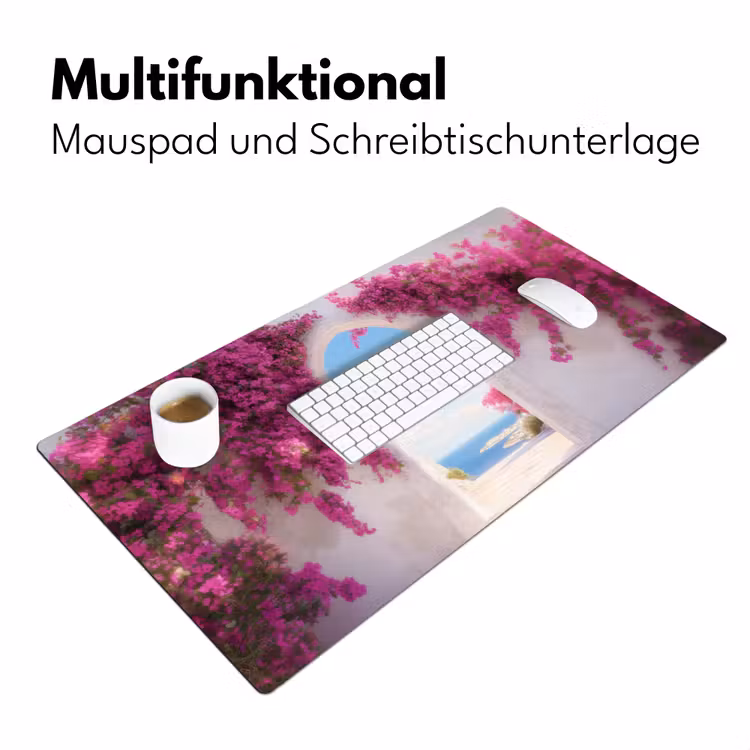 Zee - Roze - Bloemen - Poort Muismat XXL klein -ysfeer4_duits